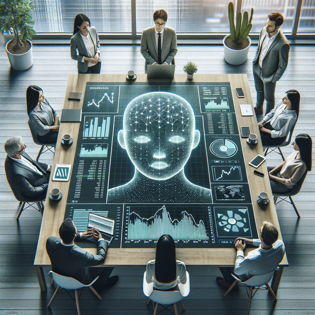 Bild från ett mötesrum på ett AI-bolag på börsen.