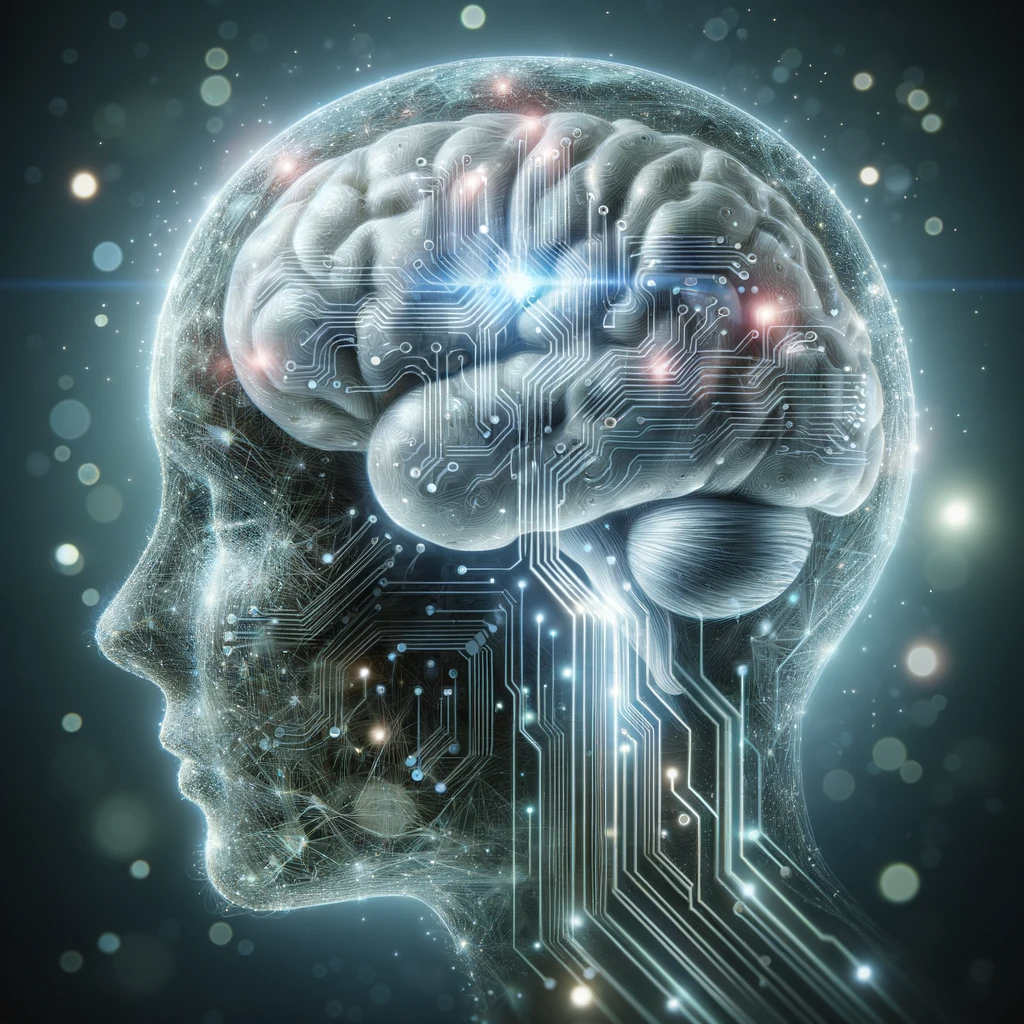 Bild på ett artificiellt huvud som representerar aktier inom AI.